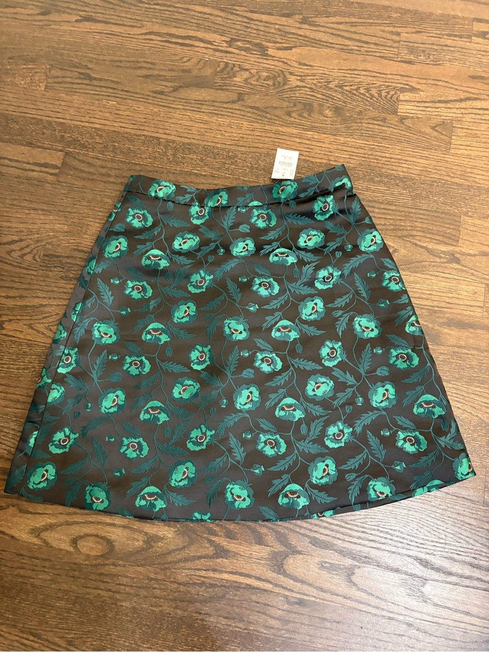 J. Crew Factory Teal Floral A-Line Skirt on Black